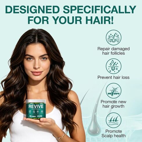 Revive Hair Gummies,Sea Moss Gummies with Vitamin C, Vitamin E, Aloe Vera, Pearl Powder Supports Faster Hair Growth, Stronger Nails&Healthy Skin,80 Count in Saudi Arabia