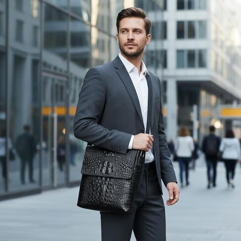 Genuine Leather Shoulder Bag for Men Messenger Sling Crossbody Bag Lightweight Casual Travel Business in Kuwait