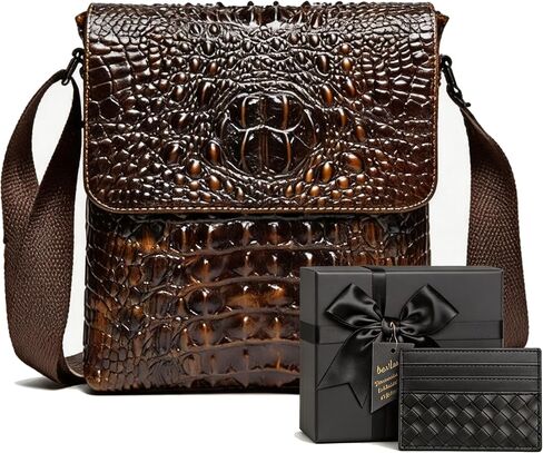 Genuine Leather Shoulder Bag for Men Messenger Sling Crossbody Bag Lightweight Casual Travel Business in Kuwait