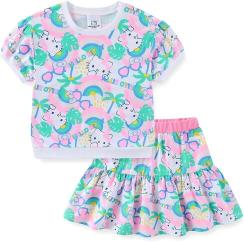 Hello Kitty Sanrio Girls Short Sleeve Shirt and Skirt Set for Big Kids in Kuwait