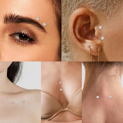 Xpircn Titanium Surface Tragus Piercing Jewelry 14G 10mm 12mm 14mm 16mm 18mm 20mm CZ Flower Staple Barbell Internally Threaded Surface Tragus Staple Bar Piercing Jewelry in Kuwait