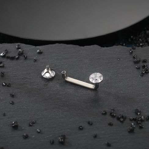 Xpircn Titanium Surface Tragus Piercing Jewelry 14G 10mm 12mm 14mm 16mm 18mm 20mm CZ Flower Staple Barbell Internally Threaded Surface Tragus Staple Bar Piercing Jewelry in Kuwait