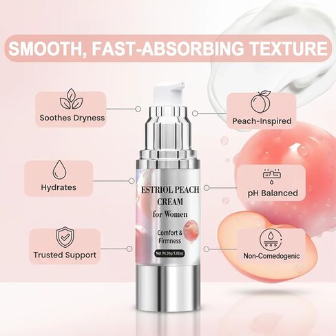 Estriol Cream for Women | Intimate Care Cream | Menopause Support | Lightweight Hydrating Formula with Natural Peach Essence | Soothing Moisture for Daily Intimate Skin Care | 30ml (2 Month Supply) in Kuwait