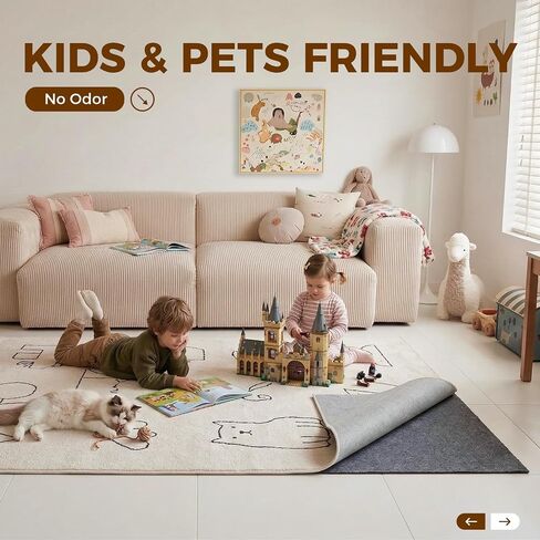 Rug Pad 5 x 7 Ft Non-Slip, Felt and Natural Rubber Backing, 1/4" Thick, Cushioned Gripper Pads, Keep Rugs in Place, Carpet Runners, Protective Padding Under Area Rugs, Hardwood Floors Protection in Saudi Arabia