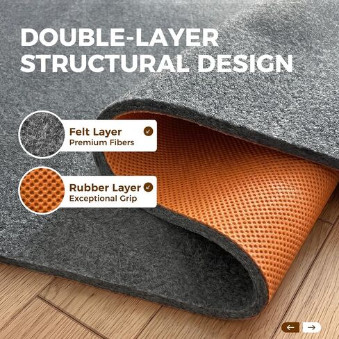 Rug Pad 5 x 7 Ft Non-Slip, Felt and Natural Rubber Backing, 1/4" Thick, Cushioned Gripper Pads, Keep Rugs in Place, Carpet Runners, Protective Padding Under Area Rugs, Hardwood Floors Protection in Saudi Arabia
