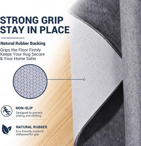 Non Slip Rug Pad 8x10 Ft, 1/8 Inch Thin Felt & Rubber Backing, Non Skid Rug Gripper for Hardwood Floors, Anti-Slip Carpet Pad for Area Rugs, Floor Protection, Moisture Resistant & Easy Trim in Saudi Arabia