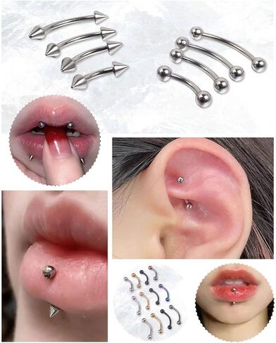 JELIEE 64pcs Eyebrow Piercing Jewelry Surgical Steel Rook Piercing Jewelry Curved Barbell Tiny Eyebrow Ring Vertical Labret Lip Jewelry Ear Rook Helix Conch Daith For Women Men 16g 6mm/8mm/10mm/12mm in Kuwait