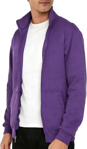 TUVEKE Men's fleece Zip up jacket Casual lightweight Sweatshirts Mock Neck Long Sleeve Outdoor Jackets With Pockets in Saudi Arabia