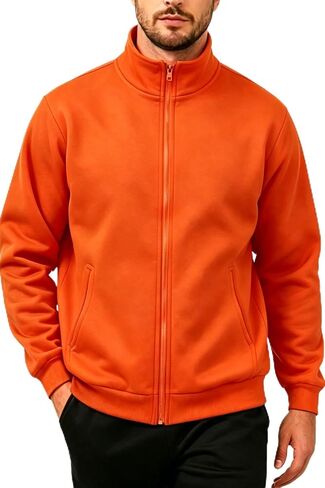 TUVEKE Men's fleece Zip up jacket Casual lightweight Sweatshirts Mock Neck Long Sleeve Outdoor Jackets With Pockets in Saudi Arabia