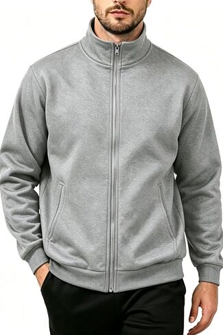TUVEKE Men's fleece Zip up jacket Casual lightweight Sweatshirts Mock Neck Long Sleeve Outdoor Jackets With Pockets in Saudi Arabia