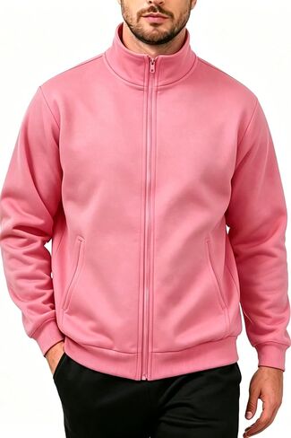 TUVEKE Men's fleece Zip up jacket Casual lightweight Sweatshirts Mock Neck Long Sleeve Outdoor Jackets With Pockets in Saudi Arabia