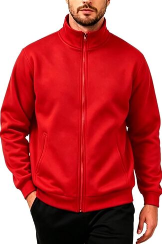 TUVEKE Men's fleece Zip up jacket Casual lightweight Sweatshirts Mock Neck Long Sleeve Outdoor Jackets With Pockets in Saudi Arabia
