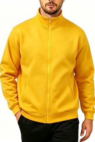 TUVEKE Men's fleece Zip up jacket Casual lightweight Sweatshirts Mock Neck Long Sleeve Outdoor Jackets With Pockets in Saudi Arabia