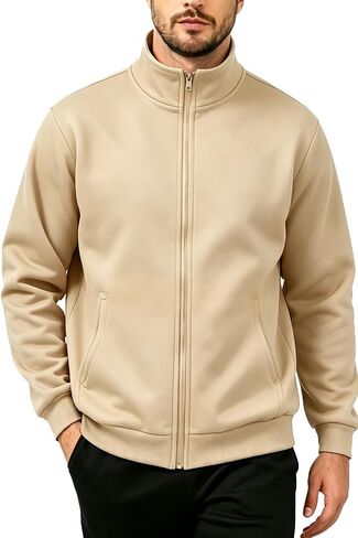 TUVEKE Men's fleece Zip up jacket Casual lightweight Sweatshirts Mock Neck Long Sleeve Outdoor Jackets With Pockets in Saudi Arabia