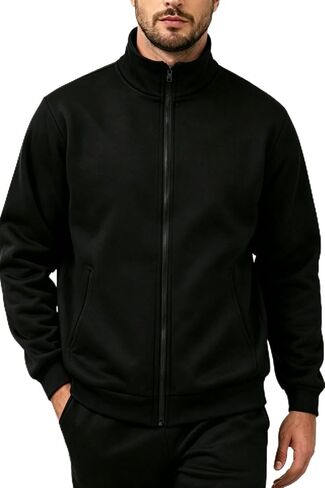 TUVEKE Men's fleece Zip up jacket Casual lightweight Sweatshirts Mock Neck Long Sleeve Outdoor Jackets With Pockets in Saudi Arabia