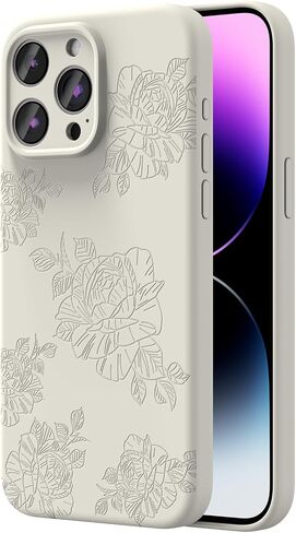 Magnetic Case Compatible with iPhone 16 Pro Max Case, Compatible with Magsafe, Camera Protection, Cute and Durable Liquid Silicone Phone Case for Women and Girls, Engraved Pink Castle Pattern in Saudi Arabia