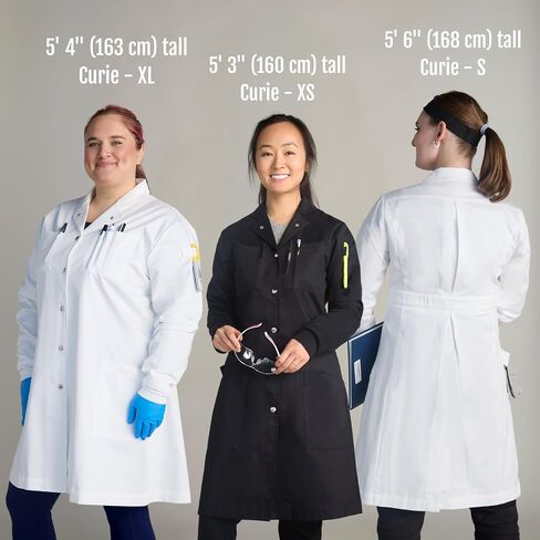 The Lab Coat Project - 100% Cotton Chemistry Women's 6-Pocket Long, Fitted with Snaps, Cuffed Sleeves, Howie Collar, & Belt in Saudi Arabia