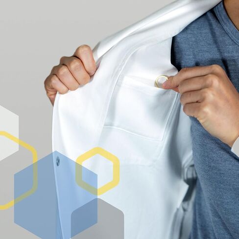 The Lab Coat Project - 100% Cotton Chemistry Women's 6-Pocket Long, Fitted with Snaps, Cuffed Sleeves, Howie Collar, & Belt in Saudi Arabia
