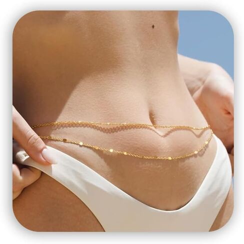 Gold Waist Chain for Women, Trendy Layered Belly Chain Jewelry, Adjustable Body Chain for Beach & Summer Outfit in Saudi Arabia
