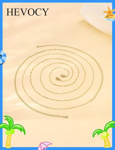 Gold Waist Chain for Women, Trendy Layered Belly Chain Jewelry, Adjustable Body Chain for Beach & Summer Outfit in Saudi Arabia