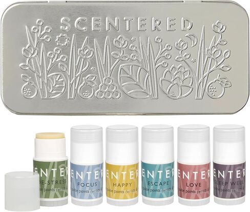 Scentered Aromatherapy Gift Set, Mini Roll On Essential Oil Balms for Sleep, Focus, Stress-Relief, Calm, Mood Boost - Set of 6 Premium Blends - Aromatherapy Gifts for Women in Saudi Arabia