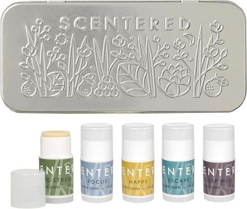 Scentered Aromatherapy Gift Set, Mini Roll On Essential Oil Balms for Sleep, Focus, Stress-Relief, Calm, Mood Boost - Set of 6 Premium Blends - Aromatherapy Gifts for Women in Saudi Arabia
