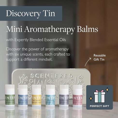 Scentered Aromatherapy Gift Set, Mini Roll On Essential Oil Balms for Sleep, Focus, Stress-Relief, Calm, Mood Boost - Set of 6 Premium Blends - Aromatherapy Gifts for Women in Saudi Arabia