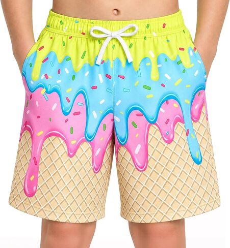 Ice Cream Shorts Boys Athletic Shorts Kids Basketball Mesh Quick Dry Shorts for Boys Outdoor Running Gym Size 7-14 in Kuwait