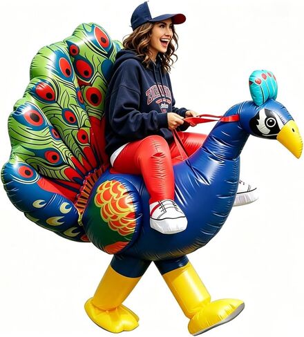 Adult Inflatable Riding Peacock Costume, Blow Up Ride-On Peacock Suit for Men and Women, Funny Halloween Christmas Holiday Party Outfit in Saudi Arabia