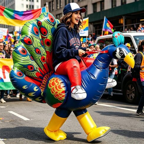 Adult Inflatable Riding Peacock Costume, Blow Up Ride-On Peacock Suit for Men and Women, Funny Halloween Christmas Holiday Party Outfit in Saudi Arabia