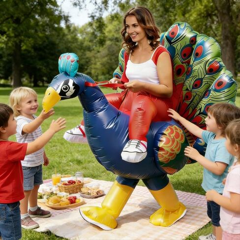 Adult Inflatable Riding Peacock Costume, Blow Up Ride-On Peacock Suit for Men and Women, Funny Halloween Christmas Holiday Party Outfit in Saudi Arabia