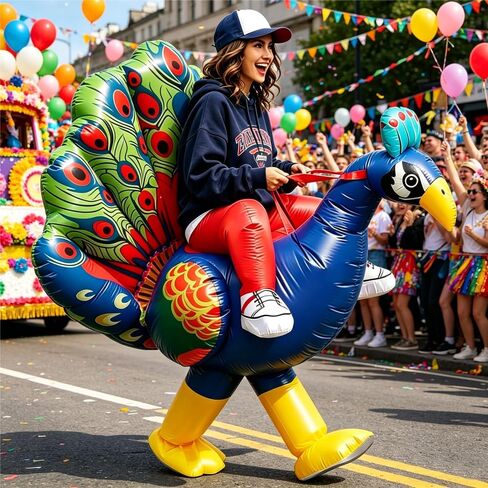 Adult Inflatable Riding Peacock Costume, Blow Up Ride-On Peacock Suit for Men and Women, Funny Halloween Christmas Holiday Party Outfit in Saudi Arabia