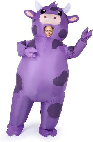 Cow Inflatable Costume Musical Cow Costume Suitable for role-playing at music festivals, Halloween parties (Purple cow) in Kuwait