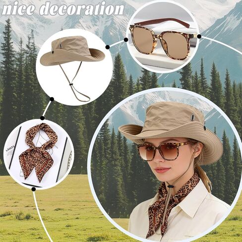Safari Costume Women, 4 PCS Zoo Keeper Costume Adult Includes Safari Hat Outfit Accessories, Leopard Print Scarf, Light-Proof Glasses, Rave Party in Saudi Arabia