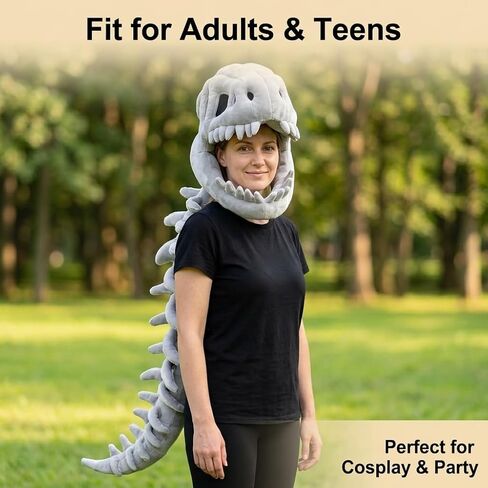 Realistic 3D Dinosaur Costume, Dinosaur Skeleton Outfit with Skull Cosplay Props in Saudi Arabia