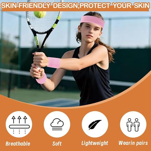 36 Pcs Sweat Band Headband Wristbands Set for Men Women,24 PCS Athletic Sweat Bands,12 PCS Sports Headband,Moisture Wicking Sweatbands Set for Tennis Basketball Sports Competitions(12 colors) in Saudi Arabia