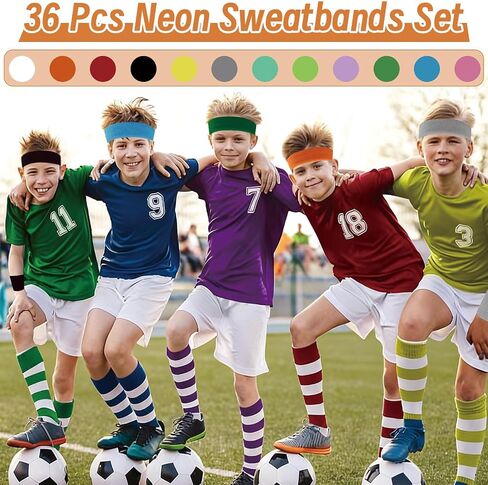 36 Pcs Sweat Band Headband Wristbands Set for Men Women,24 PCS Athletic Sweat Bands,12 PCS Sports Headband,Moisture Wicking Sweatbands Set for Tennis Basketball Sports Competitions(12 colors) in Saudi Arabia