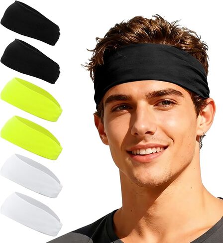 Sport Headbands for Men, Workout Headbands Stretchy Sweatband Absorbent Head Bands Fitting for(Men Women/Yoga) in Kuwait