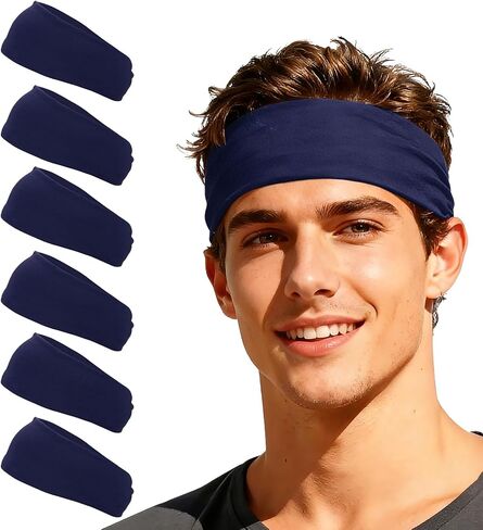 Sport Headbands for Men, Workout Headbands Stretchy Sweatband Absorbent Head Bands Fitting for(Men Women/Yoga) in Kuwait