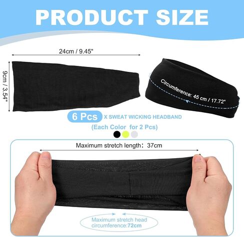 Sport Headbands for Men, Workout Headbands Stretchy Sweatband Absorbent Head Bands Fitting for(Men Women/Yoga) in Kuwait