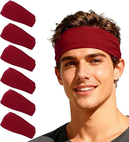 Sport Headbands for Men, Workout Headbands Stretchy Sweatband Absorbent Head Bands Fitting for(Men Women/Yoga) in Kuwait