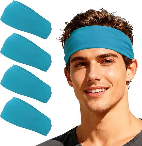 Sport Headbands for Men, Workout Headbands Stretchy Sweatband Absorbent Head Bands Fitting for(Men Women/Yoga) in Kuwait