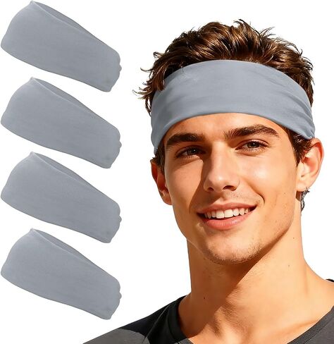 Sport Headbands for Men, Workout Headbands Stretchy Sweatband Absorbent Head Bands Fitting for(Men Women/Yoga) in Kuwait