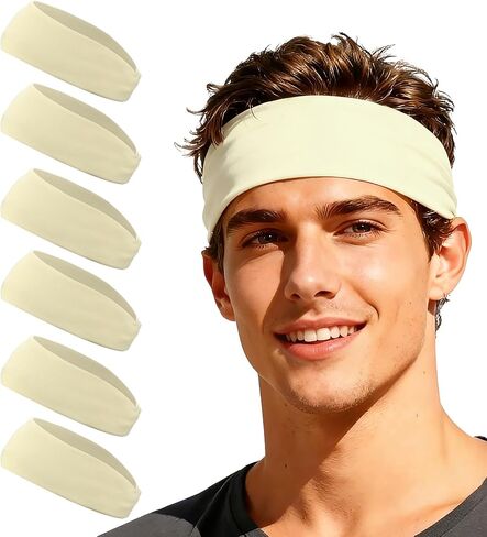 Sport Headbands for Men, Workout Headbands Stretchy Sweatband Absorbent Head Bands Fitting for(Men Women/Yoga) in Kuwait