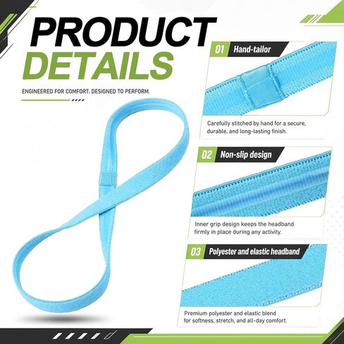 Sumind Thick Non-Slip Elastic Sport Headbands, Elastic Silicone Grip Exercise Hair and Sweatbands for Yoga(Assorted Colors,25 Pieces) in Kuwait