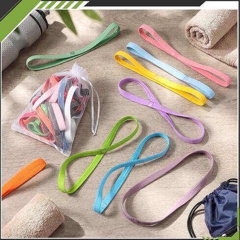 Sumind Thick Non-Slip Elastic Sport Headbands, Elastic Silicone Grip Exercise Hair and Sweatbands for Yoga(Assorted Colors,25 Pieces) in Kuwait