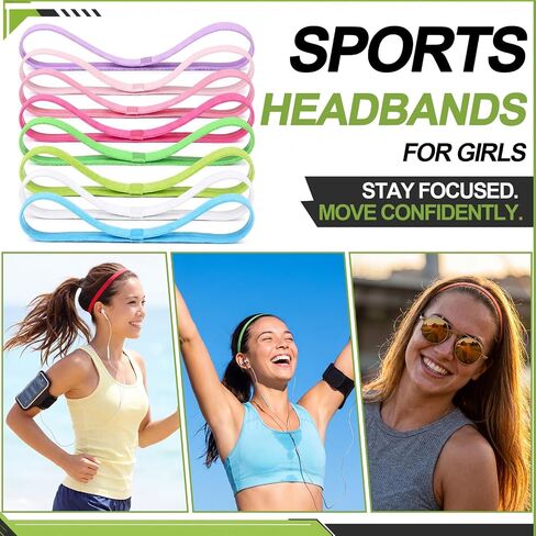 Sumind Thick Non-Slip Elastic Sport Headbands, Elastic Silicone Grip Exercise Hair and Sweatbands for Yoga(Assorted Colors,25 Pieces) in Kuwait