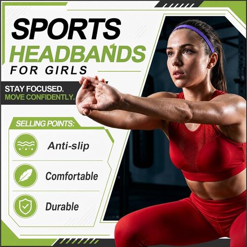 Sumind Thick Non-Slip Elastic Sport Headbands, Elastic Silicone Grip Exercise Hair and Sweatbands for Yoga(Assorted Colors,25 Pieces) in Kuwait