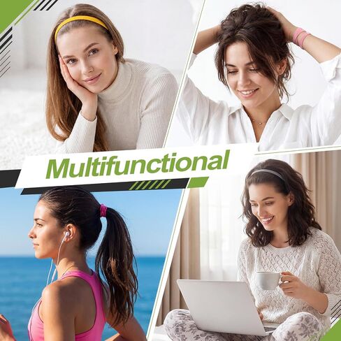 Sumind Thick Non-Slip Elastic Sport Headbands, Elastic Silicone Grip Exercise Hair and Sweatbands for Yoga(Assorted Colors,25 Pieces) in Kuwait