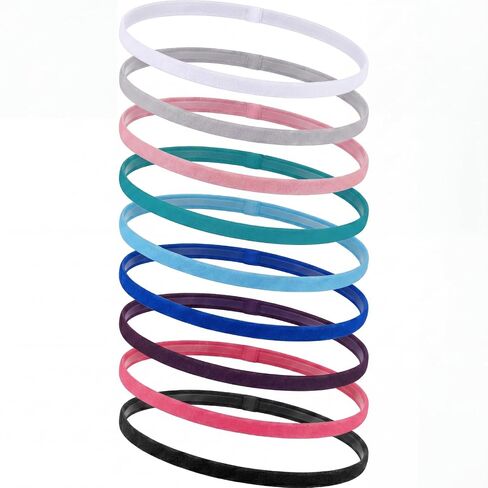 Sumind Thick Non-Slip Elastic Sport Headbands, Elastic Silicone Grip Exercise Hair and Sweatbands for Yoga(Assorted Colors,25 Pieces) in Kuwait